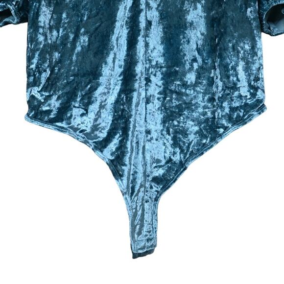 Free People Womens M Don't You Wish Velvet Bodysuit in Deep Teal NEW - Picture 9 of 13